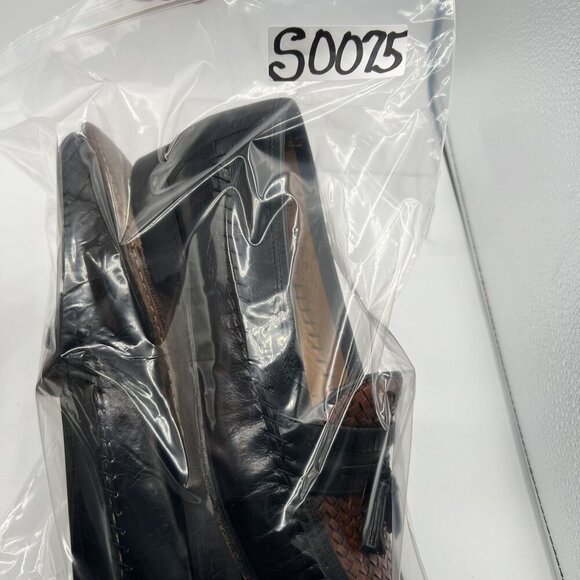 Florsheim Mens 11.5 D Bowman Black Cognac Leather Tassel Weave Loafers Timeless - Picture 12 of 12